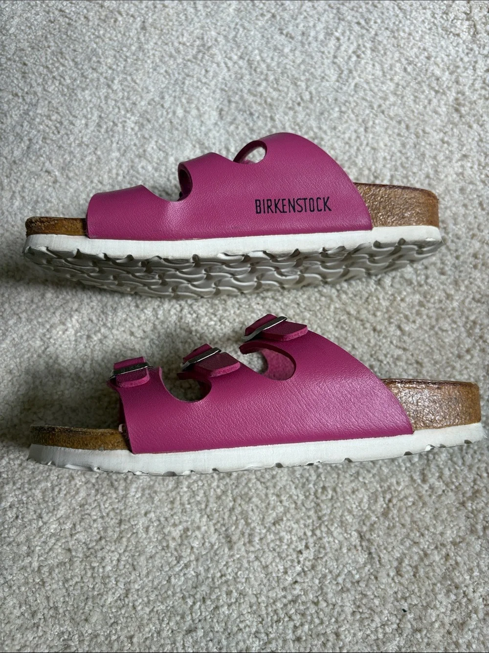 Birkenstock Florida Hot Pink Sandals size 35, size 4 / 4.5 Triple Strap